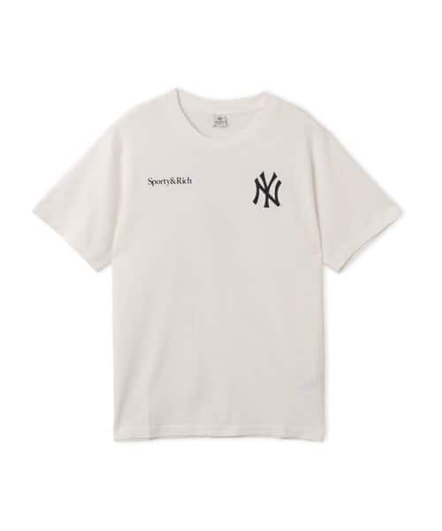 SPORTY＆RICH Yankees Arch Tshirt White/Dark Navy - ホワイト