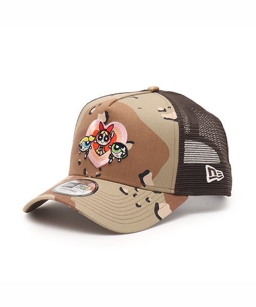 NEW ERA 9FORTY A-Frame Trucker The Powerpuff Girls Heart（ニューエラ 9フォーティー Aフレーム トラッカー パワーパフ ガールズ ハート） - ブラウン