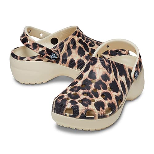 Crocs Classic Platform Animal Remix Clog W Bone/Leopard 22SS-I