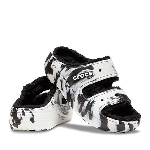 crocs Classic Cozzzy Marbled Sandal Black/White 22FW-I