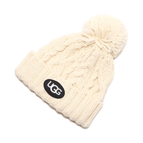 UGG シリコンパッチ ポンポンニット帽 WHITE 22FW-I