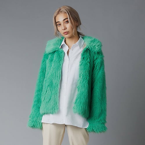 UGG 裏地ロゴ フェイクファーコート GREEN 22FW-I アグ