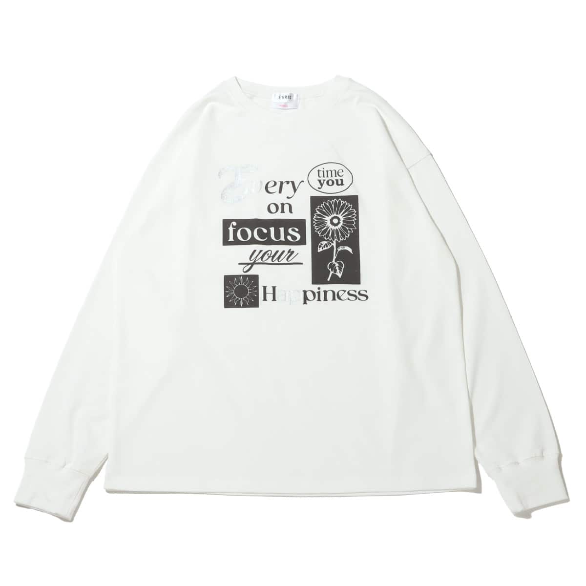 atmos pink ×EVRIS メタリック プリント ロンT WHITE 23FA-S