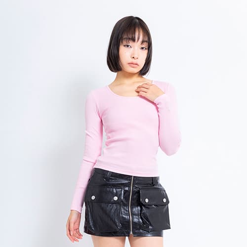 ANNA SUI NYC セクシーバック ロングスリーブ Tシャツ PINK 24SP-I