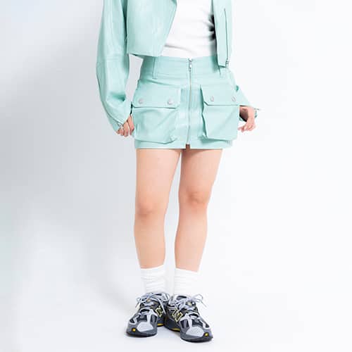ANNA SUI NYC RETRO フェイクレザー ショートスカート MINT 24SP-I