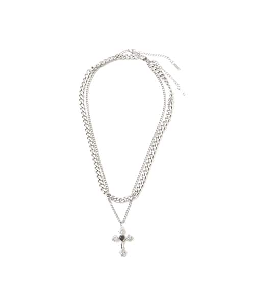 atmos pink Layer Cross Charm Necklace SILVER - シルバー