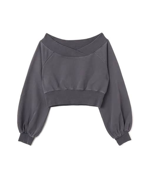 atmos pink Off-shoulder Sweat Top CHARCOAL - チャコール