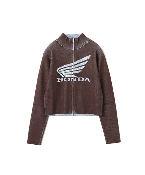 atmos pink x HONDA Zip Up Knit Cardigan BROWN アトモス ピンク ホンダ ジップアップ ニット カーディガン ブラウン