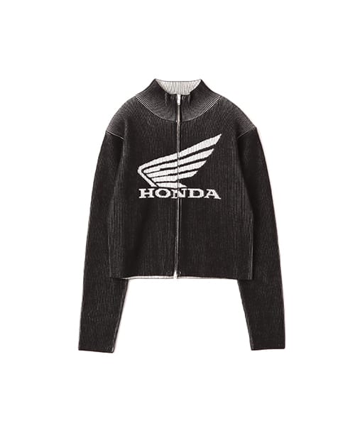 atmos pink x HONDA Zip Up Knit Cardigan GRAY アトモス ピンク ホンダ ジップアップ ニット カーディガン グレー
