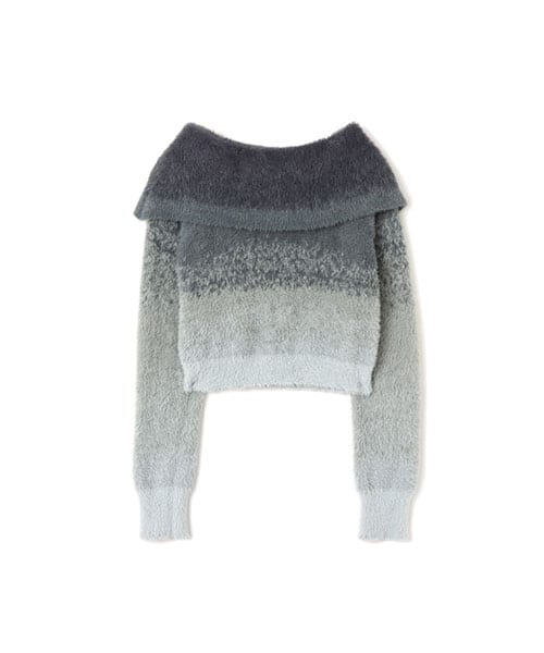 atmos pink Off Shoulder Knit Tops GRAY