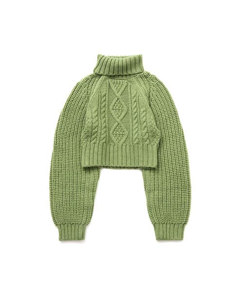 atmos pink Slit Cable Knit Tops GREEN