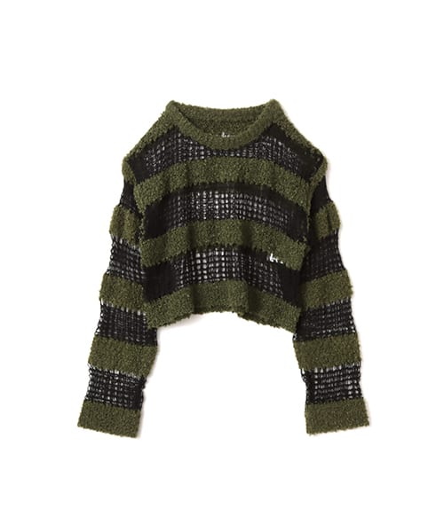 atmos pink Border Knit Top GREEN - グリーン