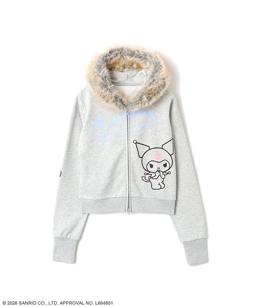 atmos pink x KUROMI Faux Fur Zip Up Hoodie