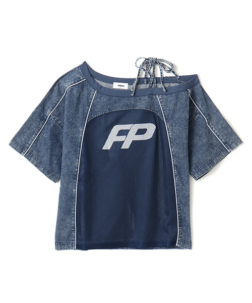 atmos pink Off Shoulder Football T-shirt BLUE アトモス ピンク オフショルダー フットボール ティーシャツ ブルー