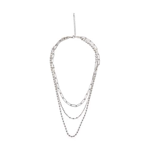 atmos pink Triple Chain Necklace SILVER