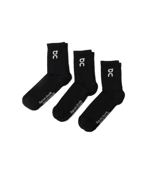 On LOGO SOCK HIGH 3P 1 U BLACK - ブラック