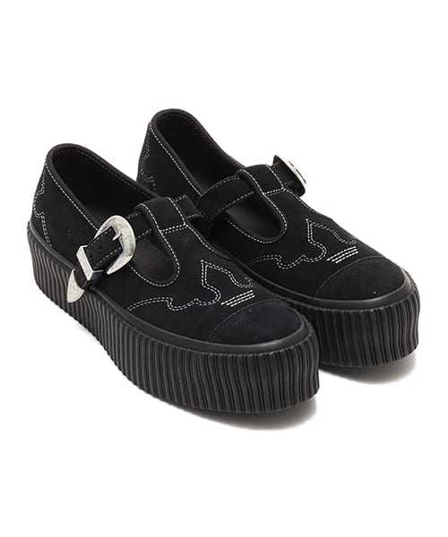 CONVERSE ALL STAR LIFTD RIBTAPE T-STRAP WT OX BLACK - ブラック