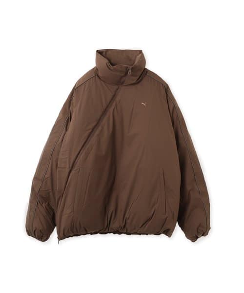 PUMA MATT TAFFETA PADDED JACKET CHOCOLATE - ブラウン