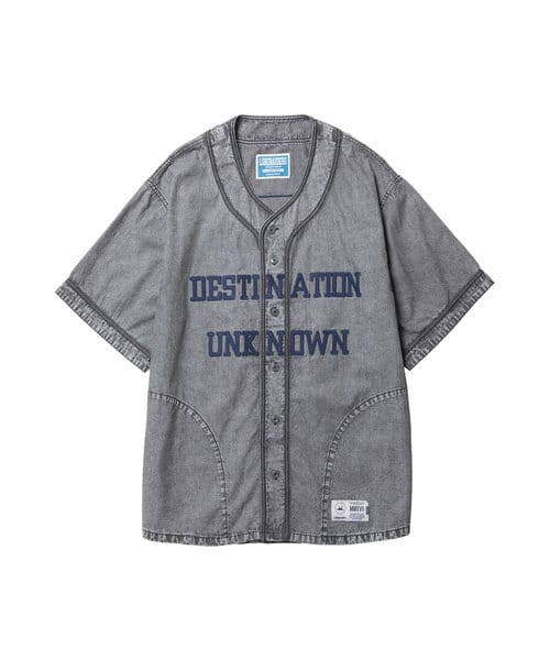 LIBERAIDERS CHAMBRAY BASEBALL SHIRT BLACK - ブラック