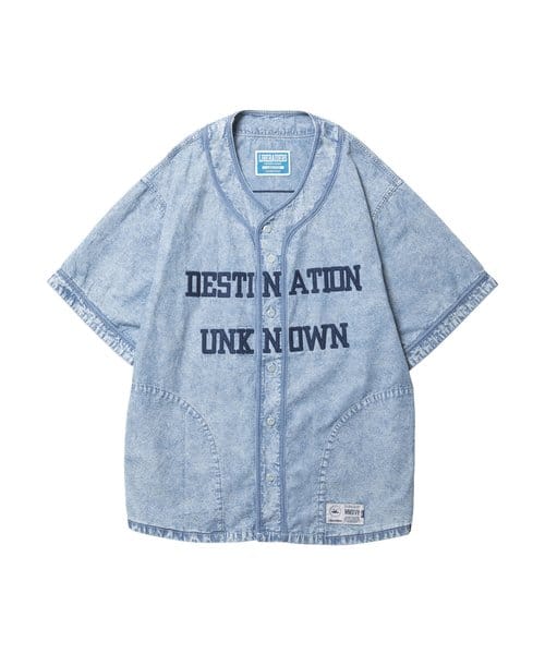 LIBERAIDERS CHAMBRAY BASEBALL SHIRT BLUE