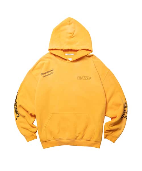 LIBERAIDERS HANDWRITING PRINT HOODIE YELLOW リベレイダース ハンド ライティング プリント フーディ イエロー