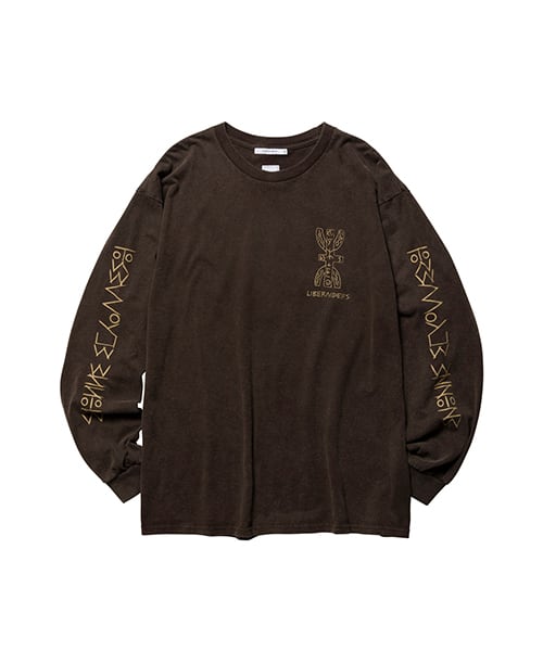 LIBERAIDERS TIFINAGH LOGO L/S TEE BROWN - ブラウン
