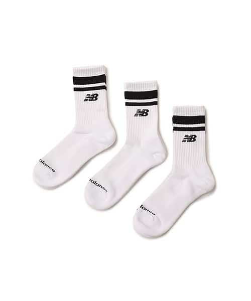 New Balance Everyday Stripe Mid Carf Socks 3 Pack ホワイト/ブラック - マルチ