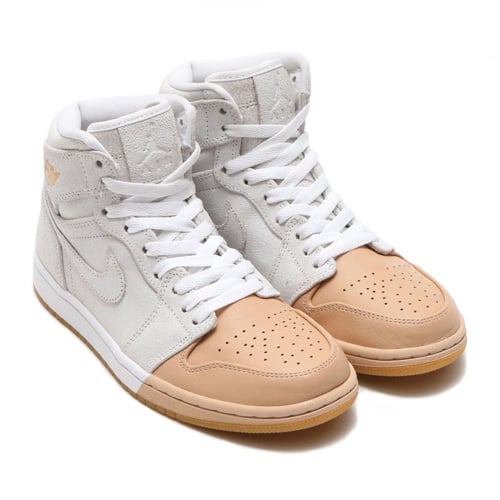 JORDAN BRAND WMNS AIR JORDAN 1 RET HI PREM  WHITE/METALLIC GOLD-VACHETTA TAN
