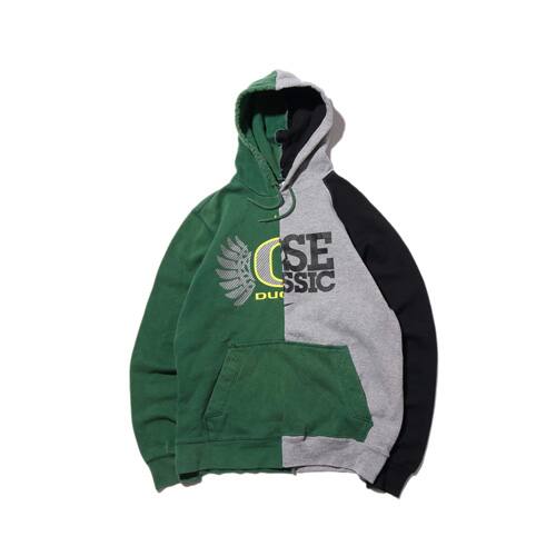 atmos VINTAGE REMAKE HALF CUT SWEAT HOODIE PULL OVER GREEN×GRAY