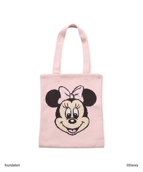 MICKEY & MINNIE / atmos pink Big Face Knit Bag PINK