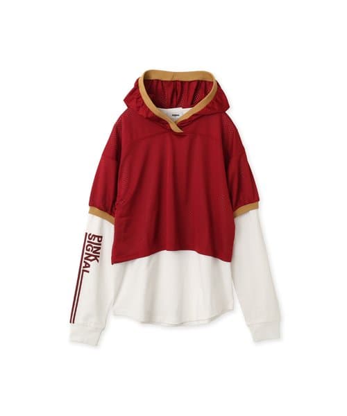 atmos pink Mesh LS Hoodie Tops BURGUNDY - バーガンディー