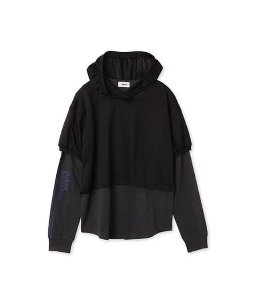 atmos pink Mesh LS Hoodie Tops BLACK - ブラック