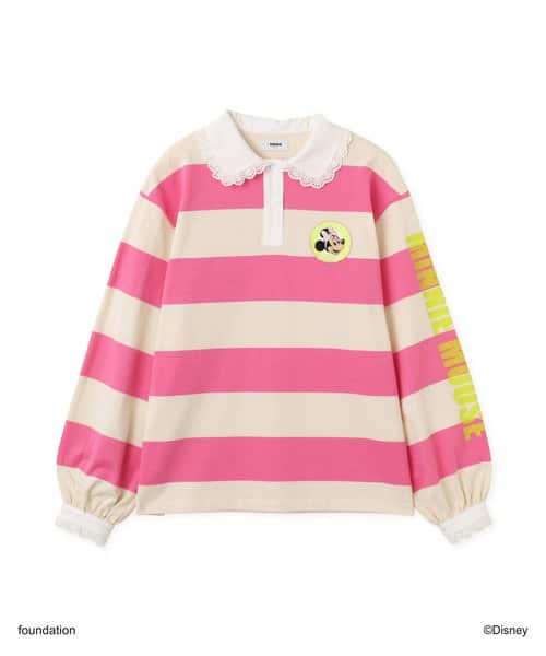 MICKEY & MINNIE / atmos pink Rugger Polo Long Sleeves T-shirt PINK ミッキー & ミニー アトモス ピンク ラガー ポロ LS Tシャツ ピンク
