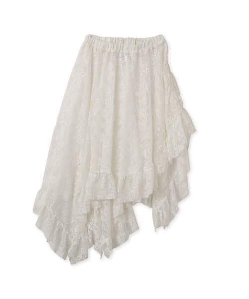 atmos pink Lace Asymmetry Skirt WHITE