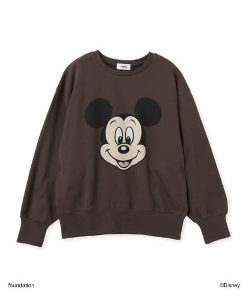 MICKEY & MINNIE / atmos pink Big Face Vintage Like Sweatshirt BLACK ミッキー & ミニー アトモス ピンク ビッグ フェイス ヴィンテージ ライク スウェットシャツ ブラック