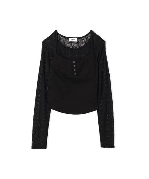 atmos pink Lace LS Top & Camisole Set BLACK - ブラック