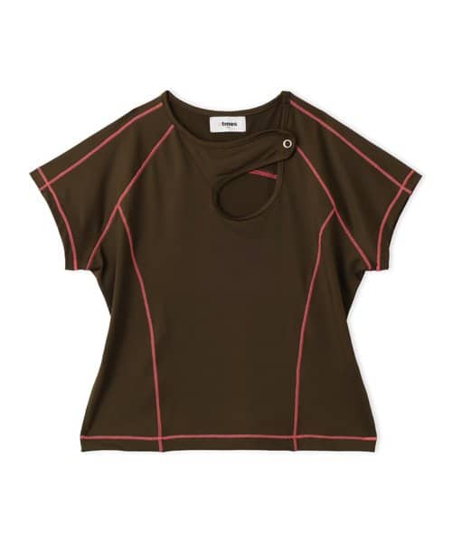 atmos pink Stitch Line T-Shirt BROWN