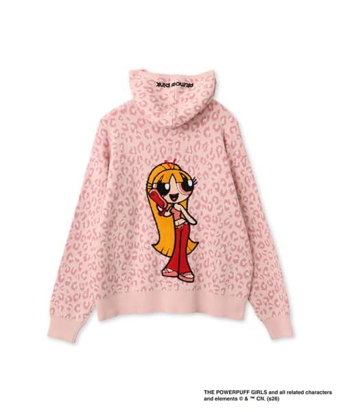 The Powerpuff Girls x atmos pink Leopard Zip-up Hoodie RED