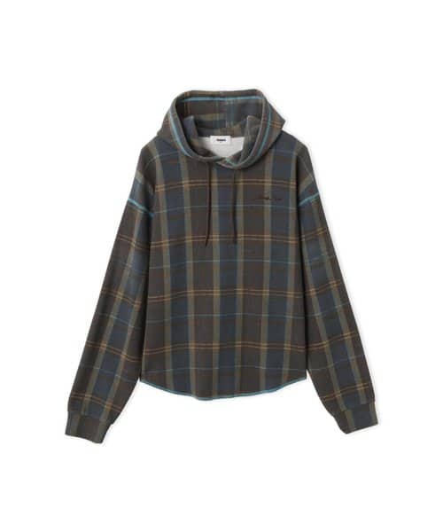 atmos pink Plaid Thermal Hoodie BROWN - ブラウン