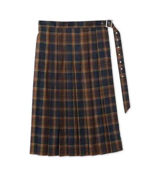 atmos pink Plaid Wrap Skirt BROWN - ブラウン
