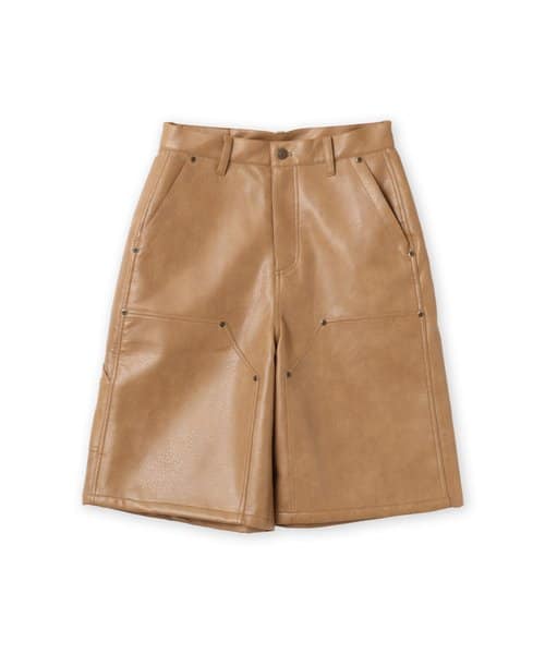 atmos pink Synthetic Leather Half Pants BEIGE - ベージュ