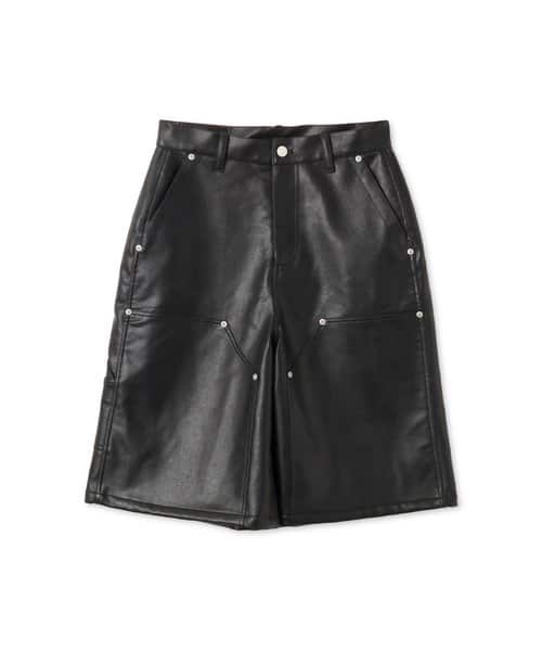 atmos pink Synthetic Leather Half Pants BLACK - ブラック