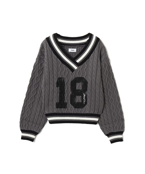atmos pink Numbering Cable Knit Top GRAY - グレー