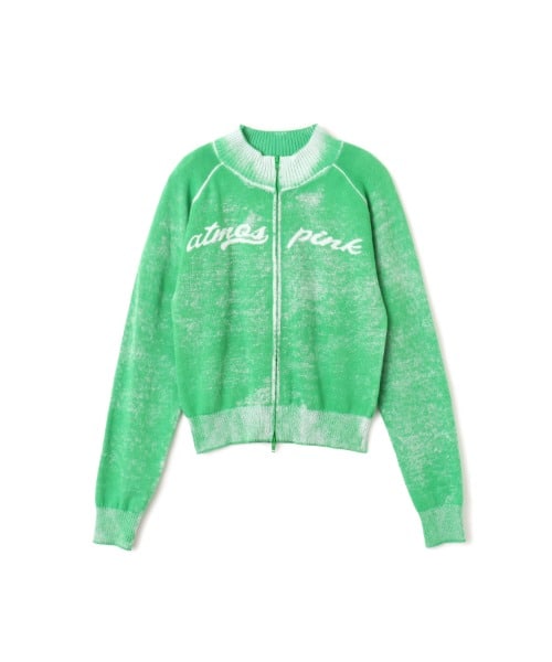 atmos pink Faded Coler Zip-up Cardigan GREEN - グリーン