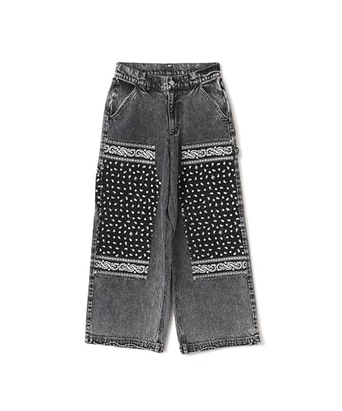 atmos pink Panelled Bandana Denim Pants BLACK - ブラック