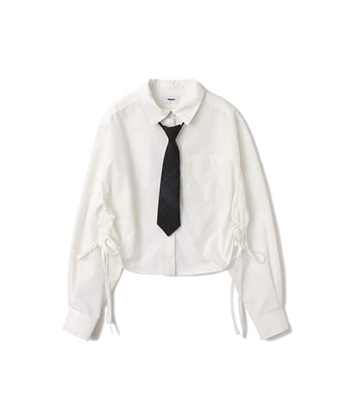 atmos pink Shirring Cropped Shirt WHITE - ホワイト