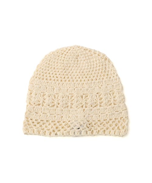 atmos pink Crochet Hat IVORY