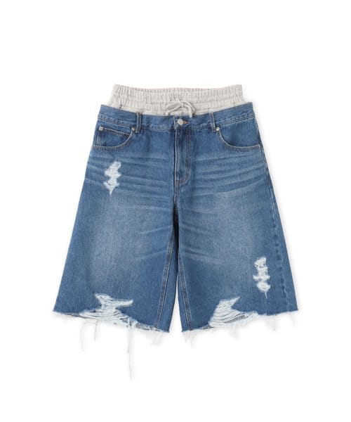 atmos pink Layered Denim Half Pants