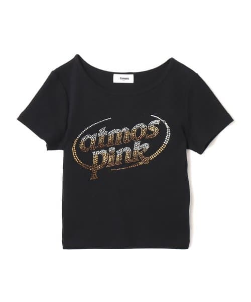 atmos pink Rhinestone Logo T-shirt BLACK - ブラック