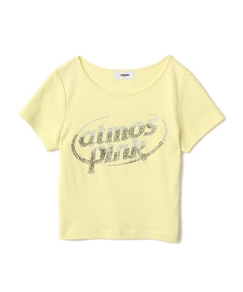 atmos pink Rhinestone Logo T-shirt YELLOW - イエロー